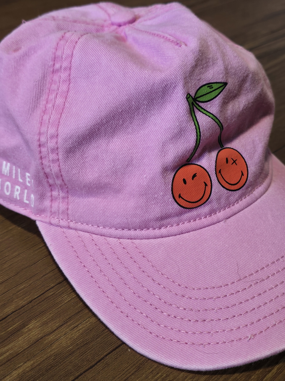 Kid's Pink Cherry Baseball Cap - SmileyWorld Faded Pink Casual Hat